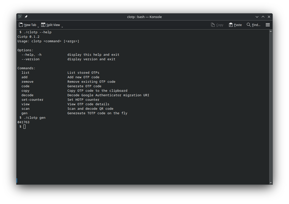 clotp terminal screenshot